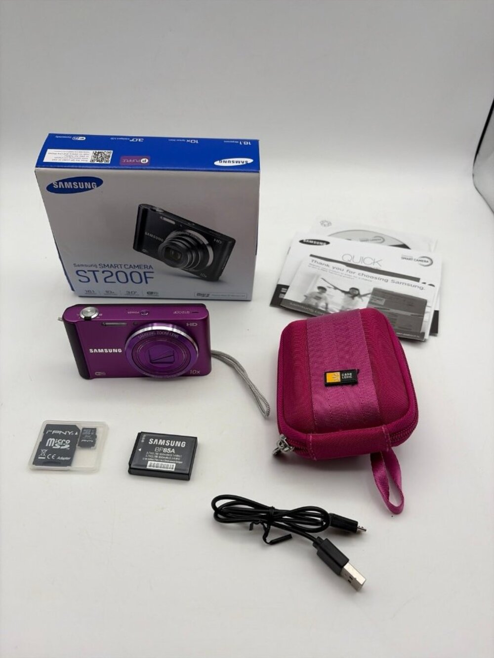 Samsung ST200F 16.1MP 10x WiFi Compact Digital Camera Purple Tested Working